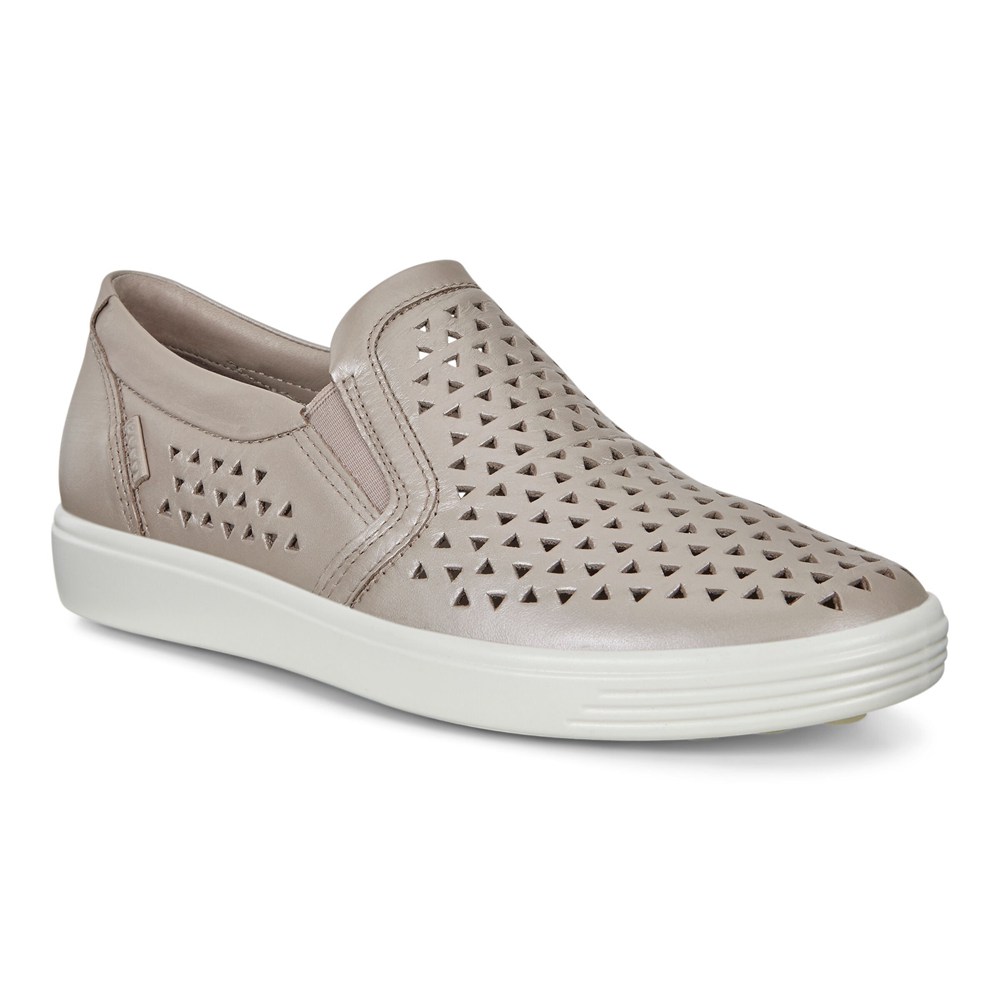 Womens Slip-On - ECCO Soft 7 Sneakers - Grey - 3615UCNYH